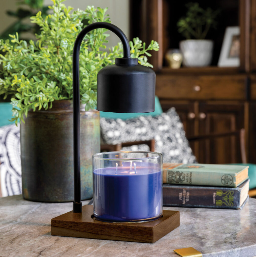 Black & Wood Arched Candle Warmer Lamp